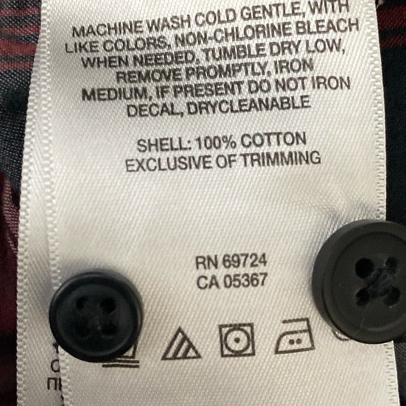 Columbia Red / Black Plaid Long Sleeve Button Up Shirt Men's Size Large - Picture 7 of 7